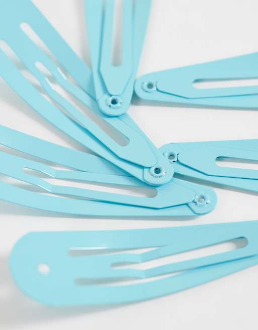 ASOS DESIGN pack of 6 snap clips in turquoise blue, 3 of 3