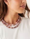[ASOS DESIGN] ASOS DESIGN pack of two necklace with chunky faux stones in pink and purple tone No Size Pink and red
