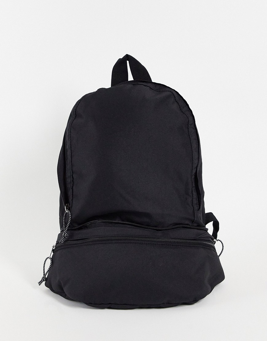 ASOS DESIGN packable backpack and cross body bag in black nylon