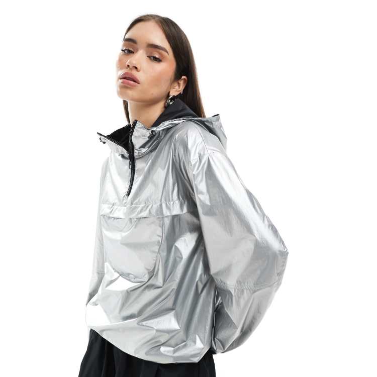 ASOS DESIGN packable rainwear jacket in metallic silver | ASOS