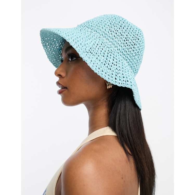 SONIC BLUR CROCHET BUCKET HAT (WHITE/BLUE) – Hypland