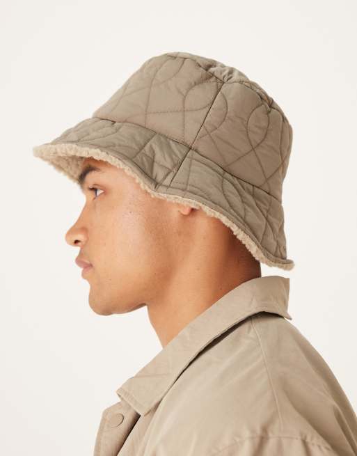 ASOS DESIGN padded and borg reversible bucket hat in neutral, 2 of 3