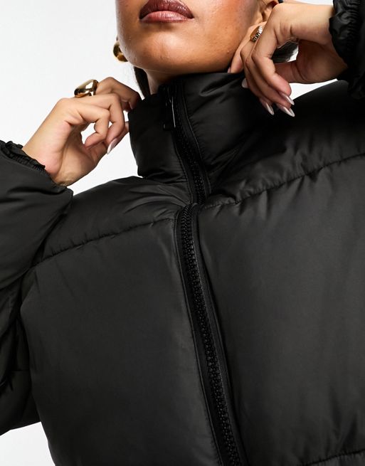 ASOS DESIGN cropped puffer jacket in black