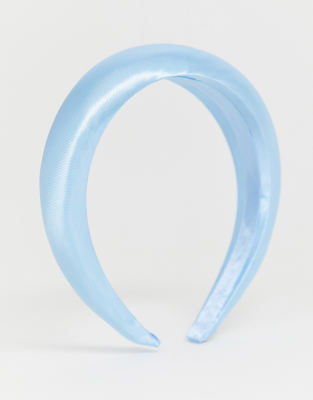 padded headband in baby blue satin 