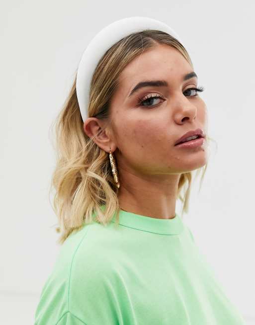 ASOS DESIGN padded headband in white velvet