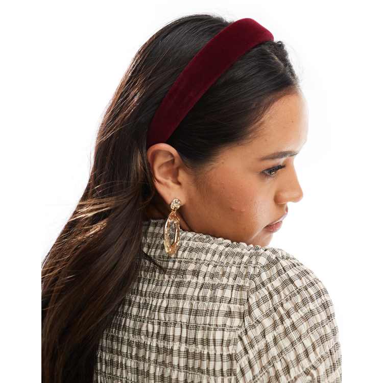 Velvet Headband Set - Black, Red, Gold, Burgundy Dark Burgundy Velvet Wide 20 main image 4