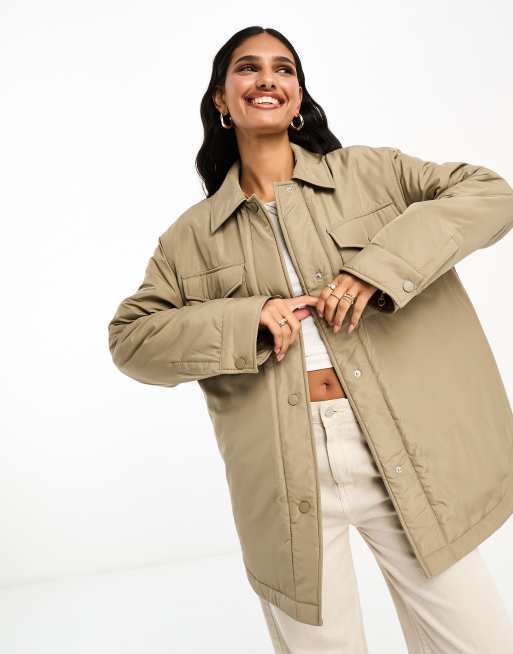ASOS DESIGN padded jacket in mushroom | ASOS