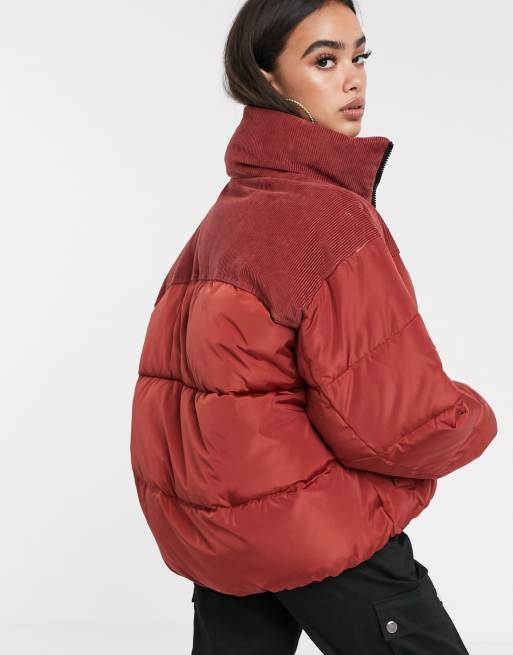 Asos design cord padded on sale jacket