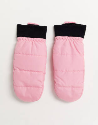 ASOS DESIGN padded mittens-Pink Pink