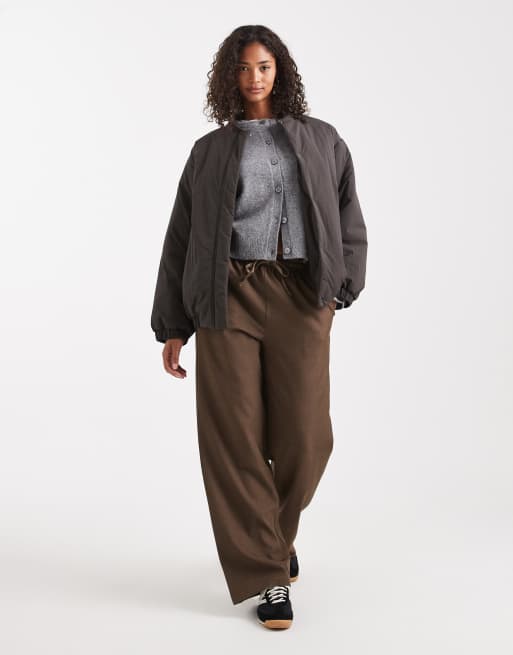 ASOS DESIGN padded oversized bomber jacket in charcoal, 2 of 4