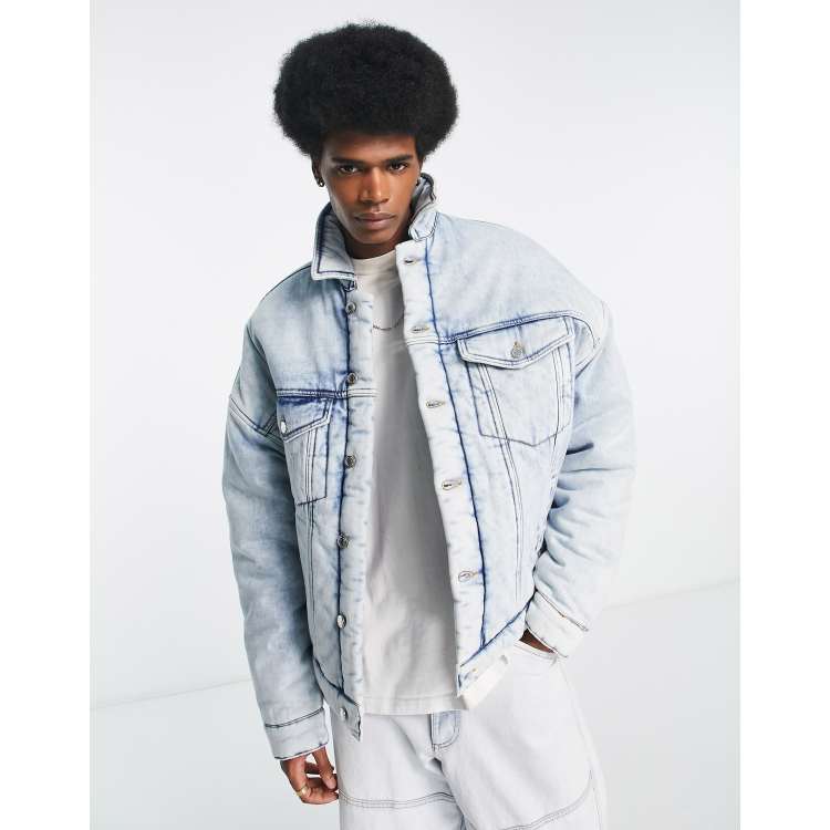 ASOS DESIGN padded oversized denim jacket in light blue