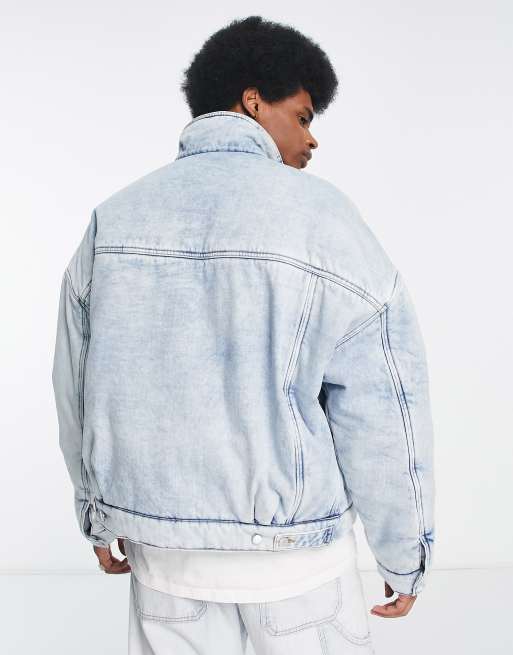 Long padded denim jacket