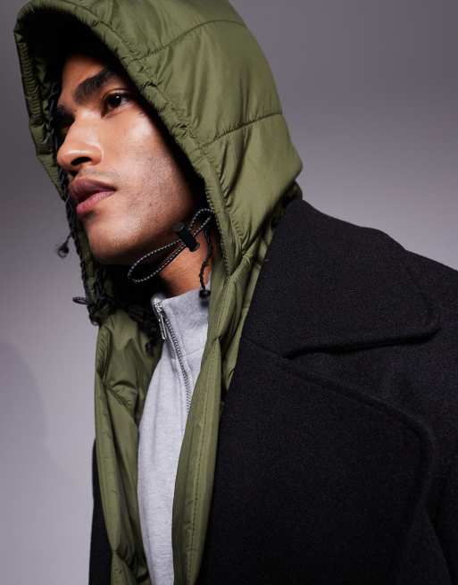 ASOS DESIGN padded quilt hooded scarf in green ASOS