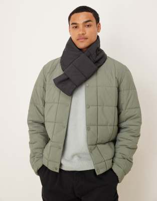 Asos Design Padded Quilt Packable Scarf In Green