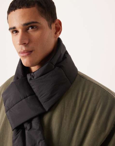ASOS DESIGN padded quilt packable scarf in black - view 2