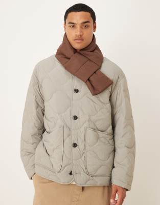 Asos Design Padded Quilt Packable Scarf In White
