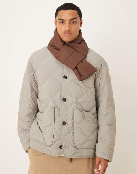 ASOS DESIGN padded quilt packable scarf in brown - view 1