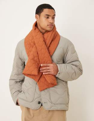 Asos Design Padded Quilt Scarf In Orange