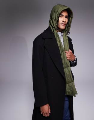 Asos Design Padded Quilted Hooded Scarf In Green