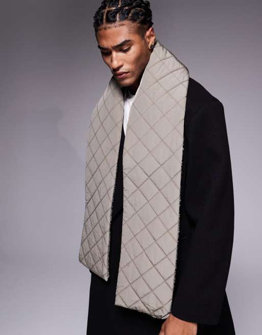 ASOS DESIGN padded quilted scarf in neutral
