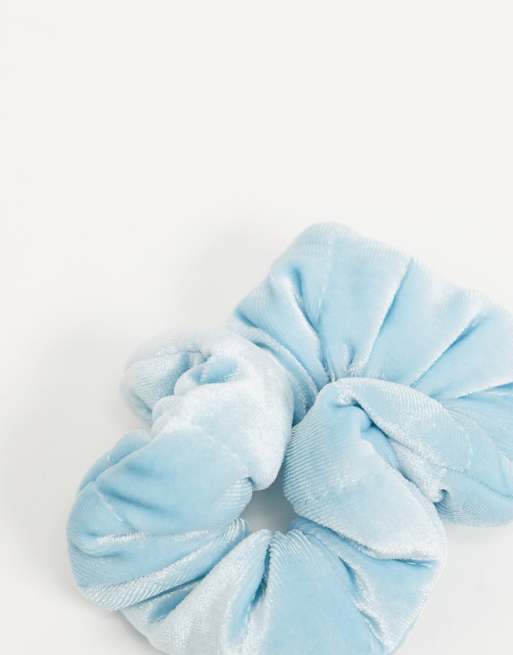 ASOS DESIGN padded scrunchie in baby blue velvet