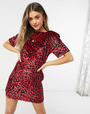 red velvet leopard print dress