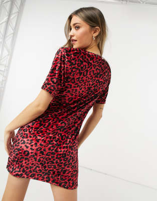 red velvet leopard print dress