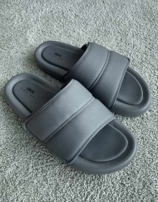 ASOS DESIGN padded slides in gray | ASOS