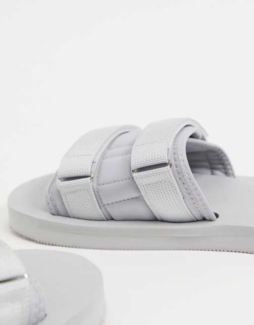 ASOS DESIGN padded tech lounge slides in light gray ASOS