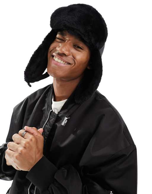 ASOS DESIGN padded trapper hat in black ASOS