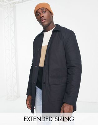 ASOS DESIGN padded trench coat with quilted lining in black