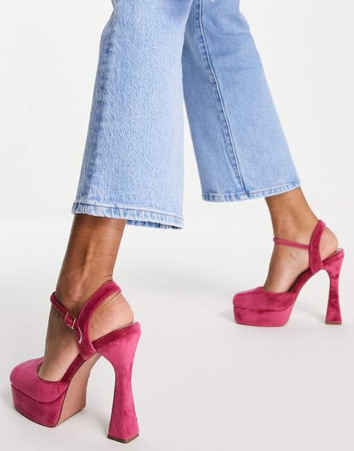 ASOS DESIGN Paddle platform high heel shoes in raspberry