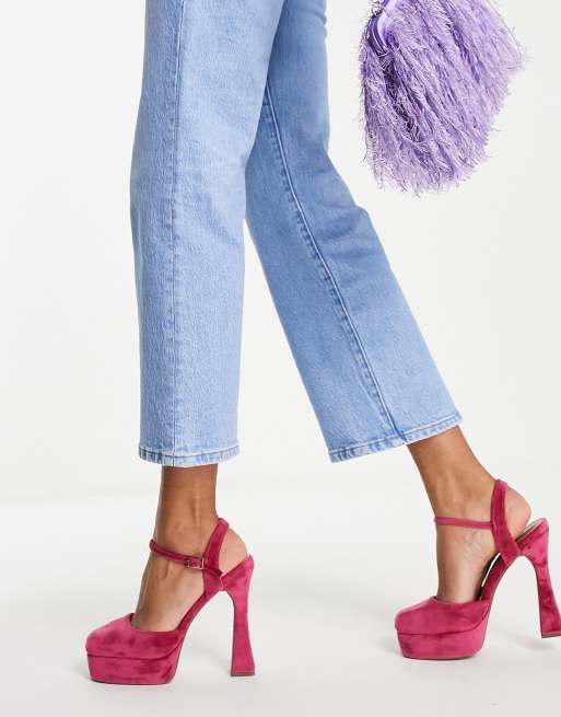 ASOS DESIGN Paddle platform high heel shoes in raspberry