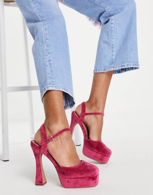 ASOS DESIGN - Paddle - Schoenen met plateauzool en hoge hak in framboosroze