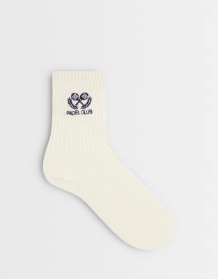 Asos Design Padel Club Ankle Socks In White