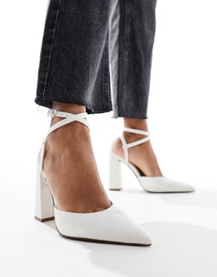 ASOS DESIGN - Paige - Chaussures à talon carré haut - Blanc lézard | ASOS