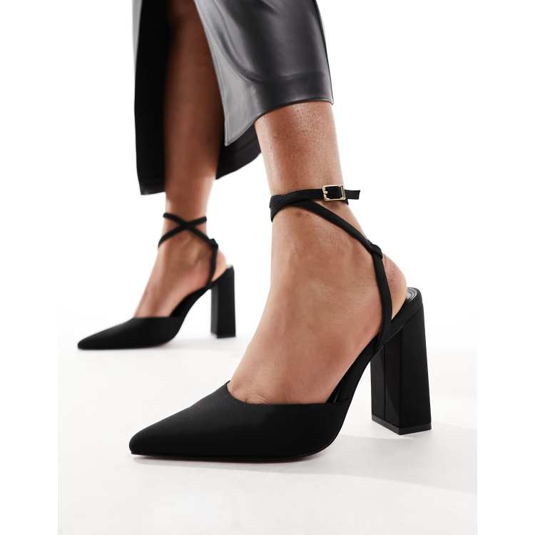 Black block heels pointed hotsell