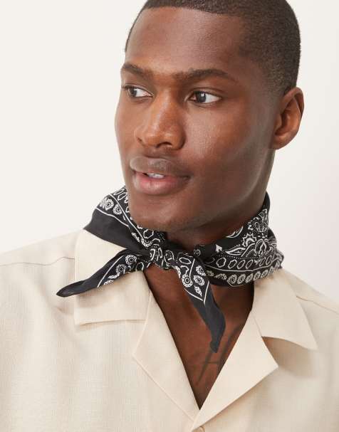 ASOS DESIGN paisley bandana in black and white - view 1
