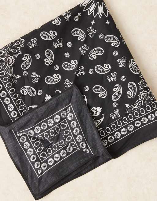 ASOS DESIGN paisley bandana in black and white, 3 of 3