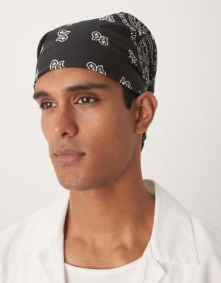 Asos Design Paisley Bandana In Burgundy