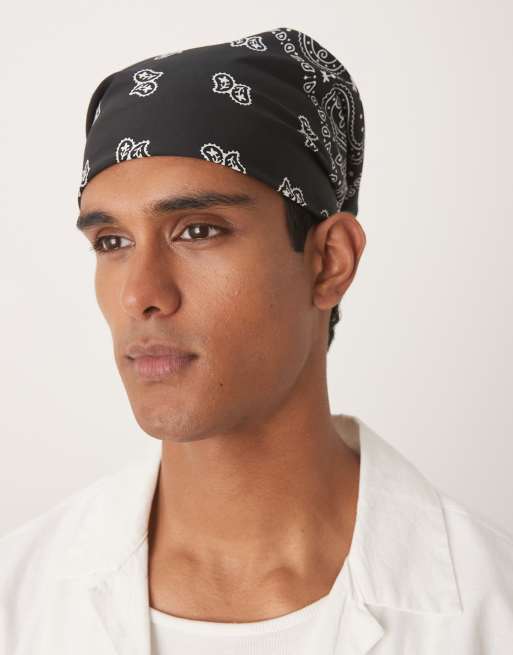 ASOS DESIGN paisley bandana in black and white