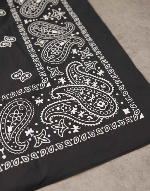 ASOS DESIGN paisley bandana in black and white