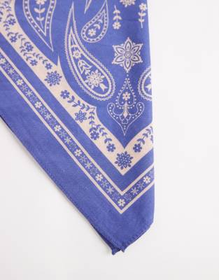 Asos Design Paisley Bandana In Blue