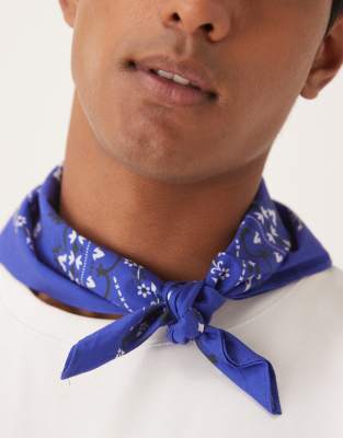 Asos Design Paisley Bandana In Blue