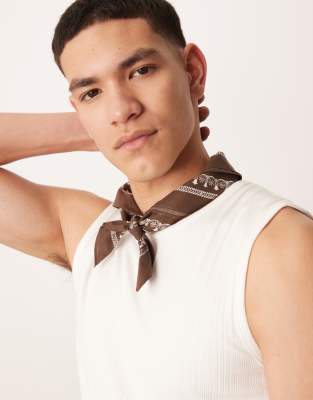 ASOS DESIGN ASOS DESIGN paisley bandana in brown and ecru