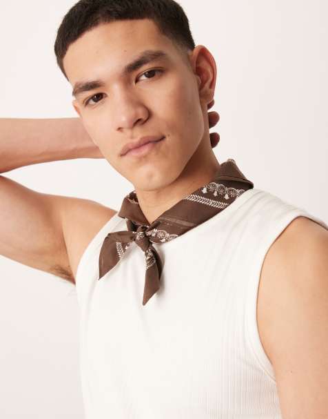 ASOS DESIGN paisley bandana in brown and ecru - view 1