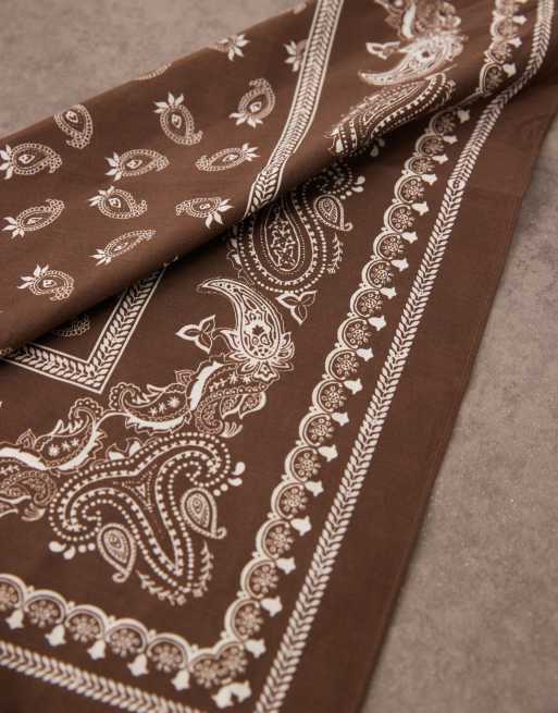 ASOS DESIGN paisley bandana in brown and ecru