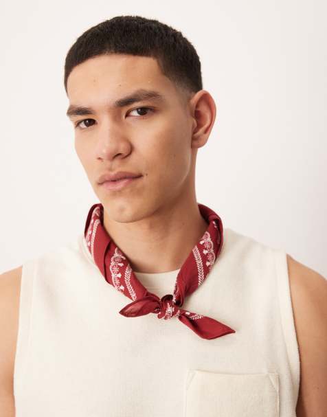 ASOS DESIGN paisley bandana in red and ecru - view 1