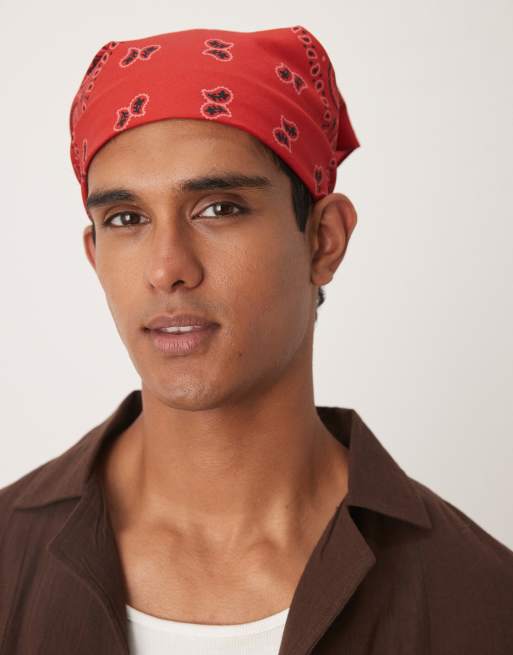ASOS DESIGN paisley bandana in red and white