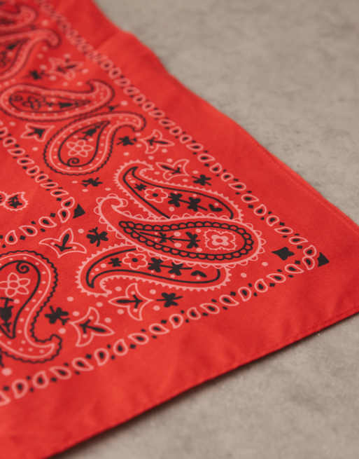 ASOS DESIGN paisley bandana in red and white